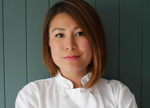 Ping Coombes posing in her Chefs whites