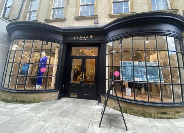 The shopfront of Jigsaw in Bath City Centre