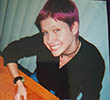 A younger Amethyst Biggs with purple hair