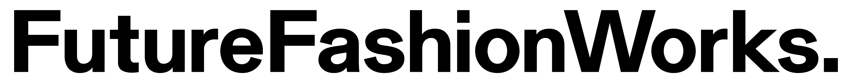 A white background with bold black text that reads Future Fashion Works.