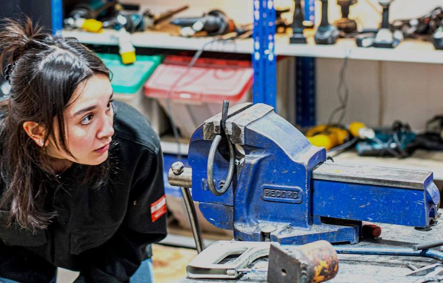 A student works in one of the workshops at Locksbrook