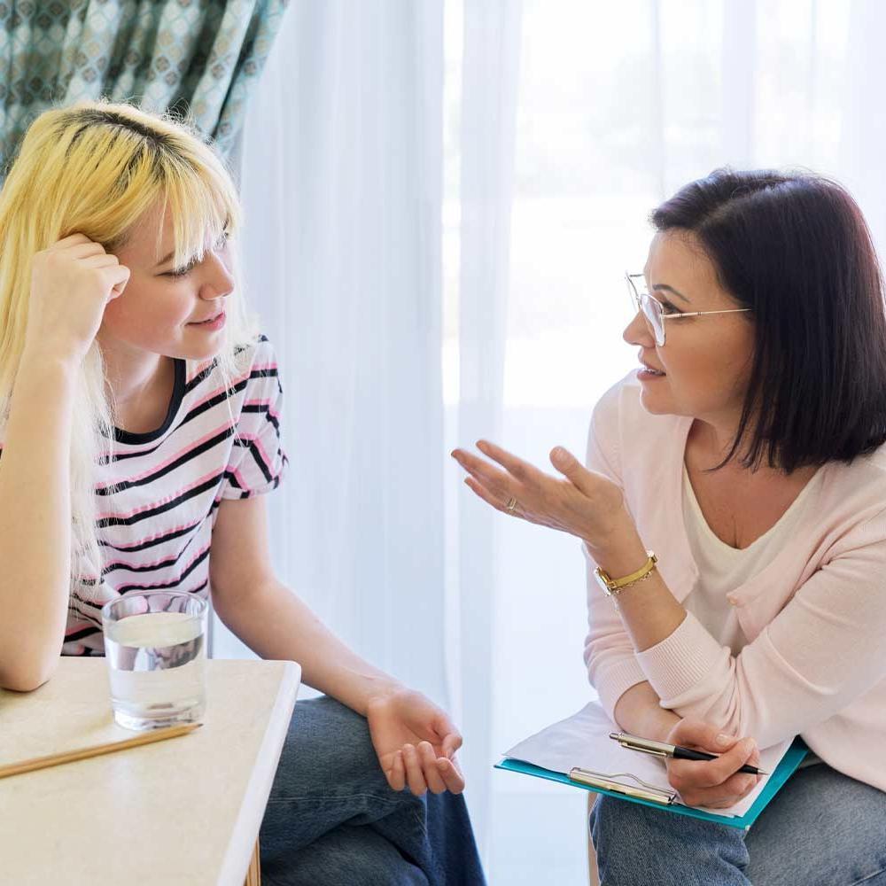 Two people having a conversation
