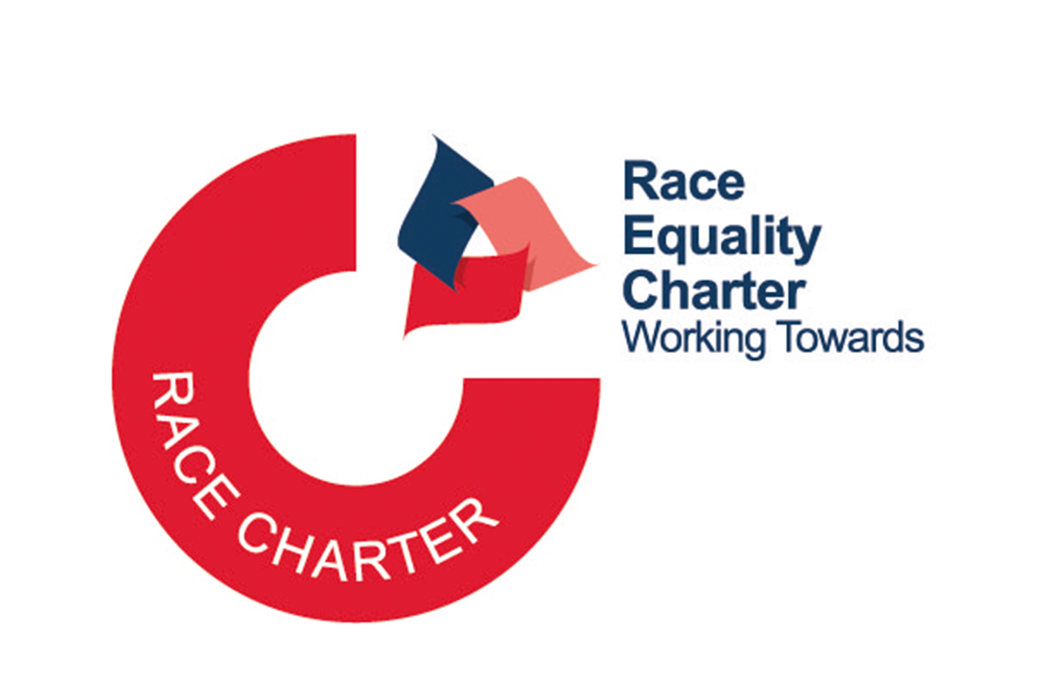Graphic of Race Equality Charter logo showing we're working towards