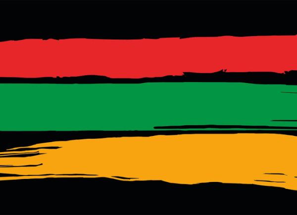 A red, green and yellow stripe on a black background