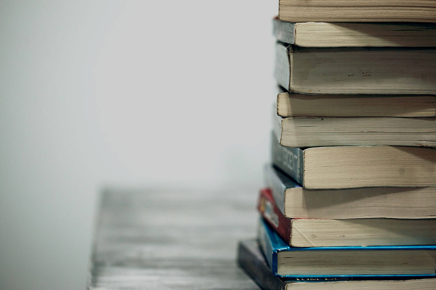 Pile of books on a table