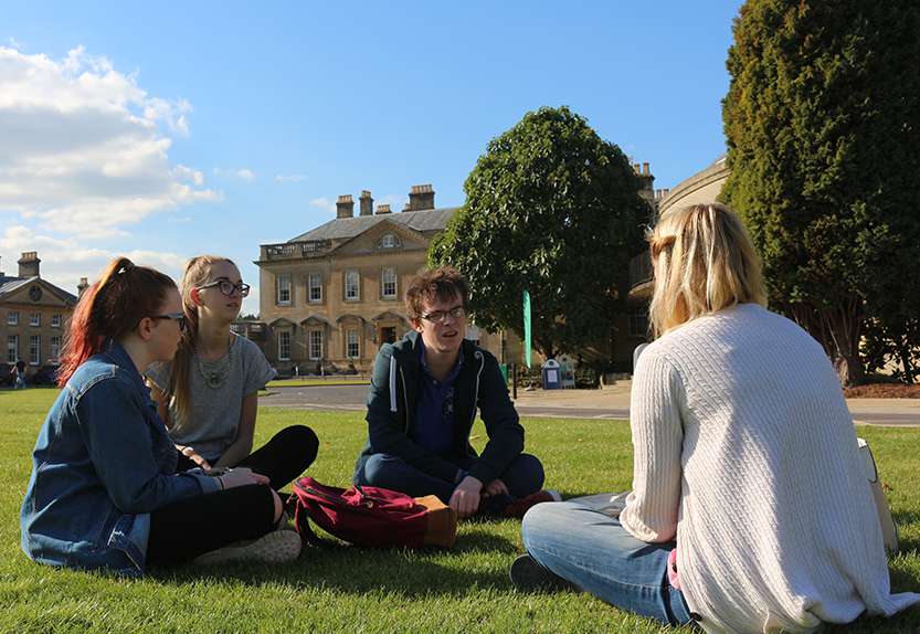 Students outside Main House