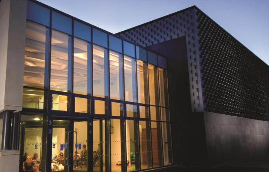 Exterior of the University Theatre at night