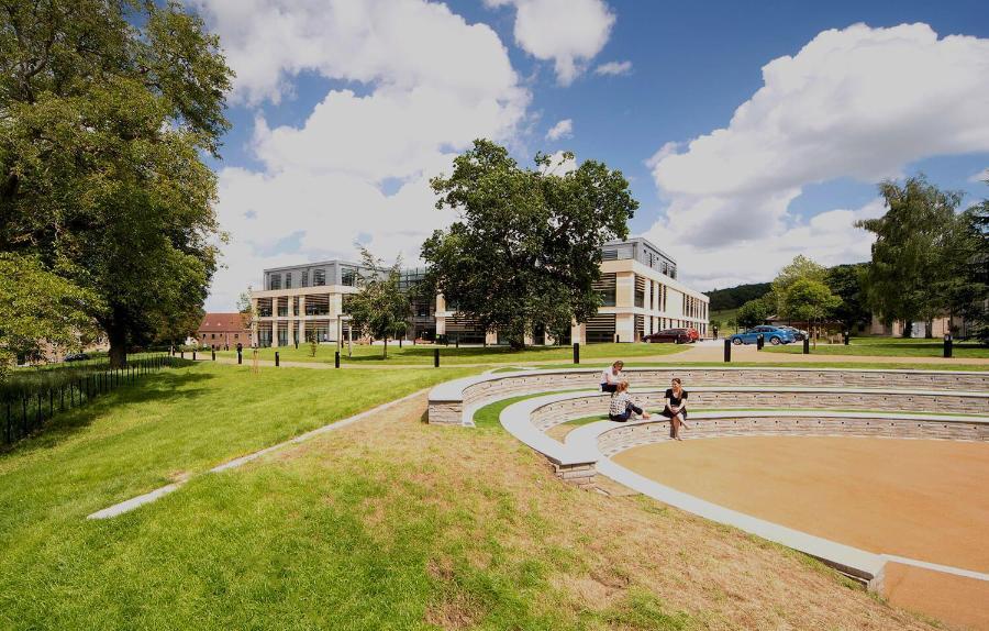 Newton Park grounds with the Commons building in the background