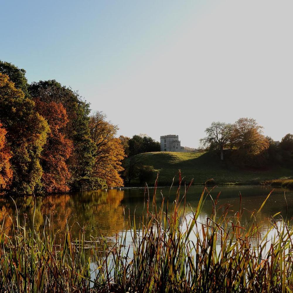 View of the lake with the castle in the background