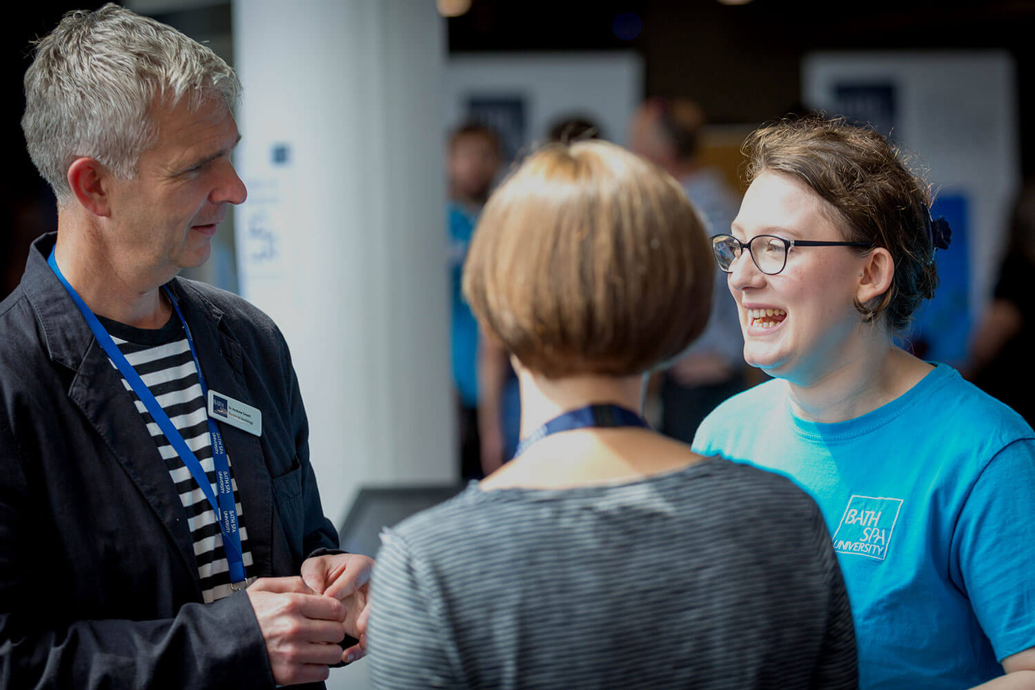 One of our student ambassadors talks to visitors