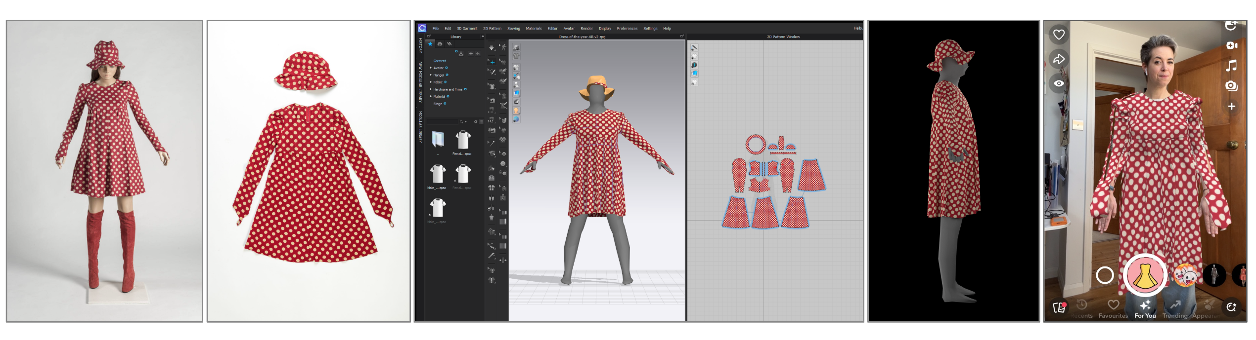 AR filter creation process and testing of 1972 Biba Dress of the Year