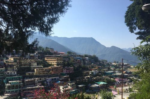 A shot of a village in the Himalayan mountains on a sunny day