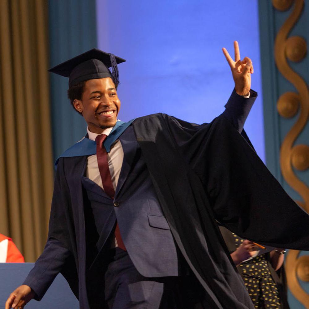 A happy student graduating from university