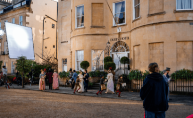 The Dukes Hotel with the Bridgerton cast outside