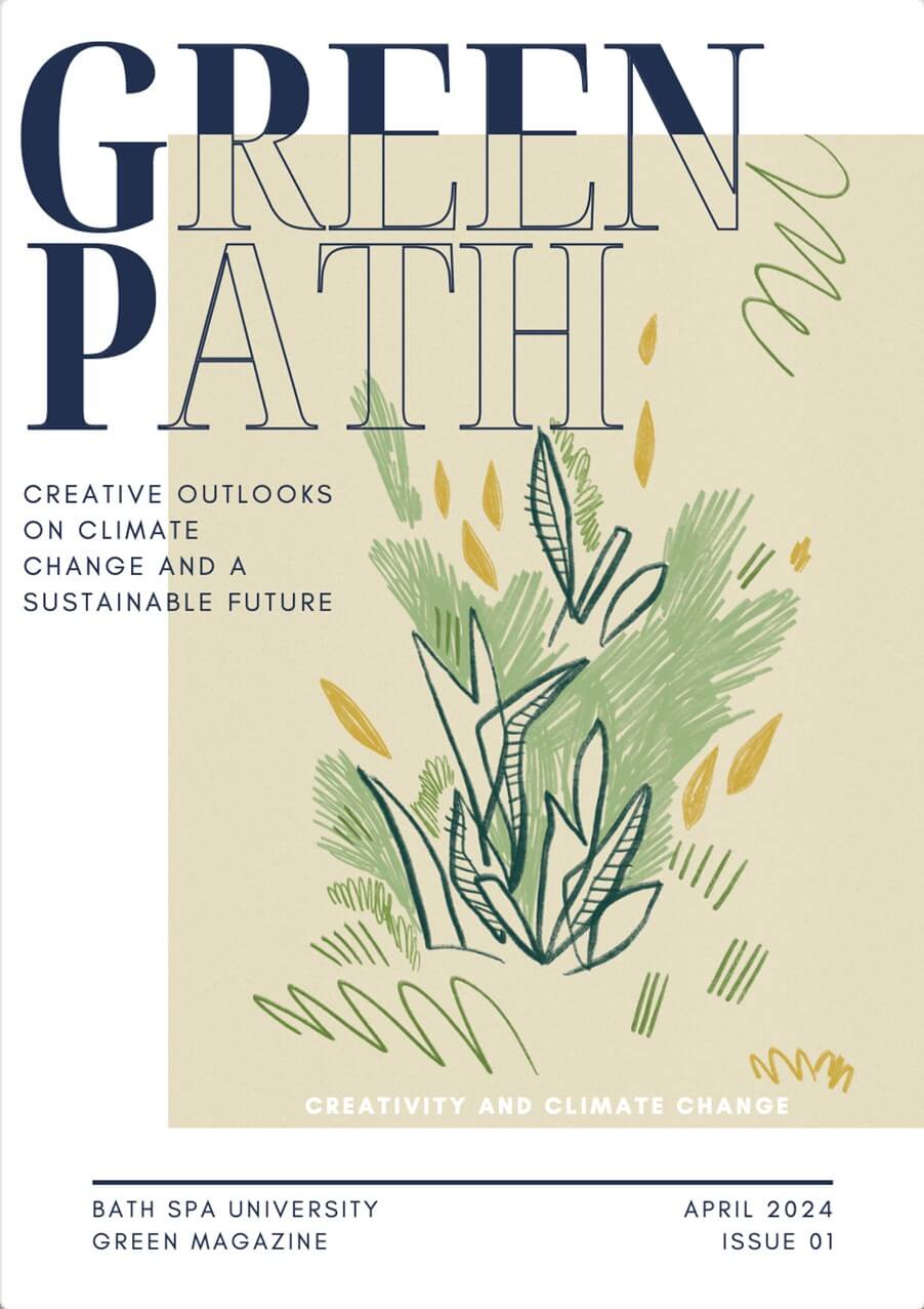 The front cover of student magazine Green Path, featuring an illustration of green leaves