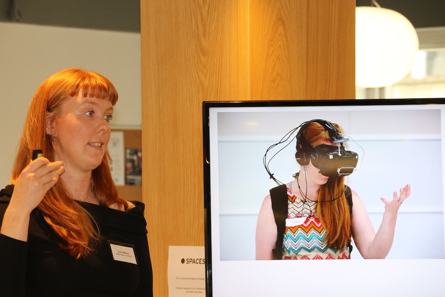 Woman doing a presentation about virtual reality