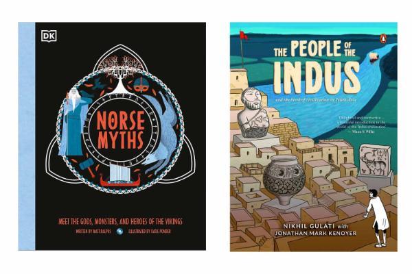 Two book covers Norse Myths by Matt Ralphs and Katie Ponder, UK  People of the Indus by Nikhil Gulati with Jonathan Mark Kenoyer, India