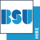 A copy of the BSU logo with the word 'HIRE' written sideways on the edge of the logo