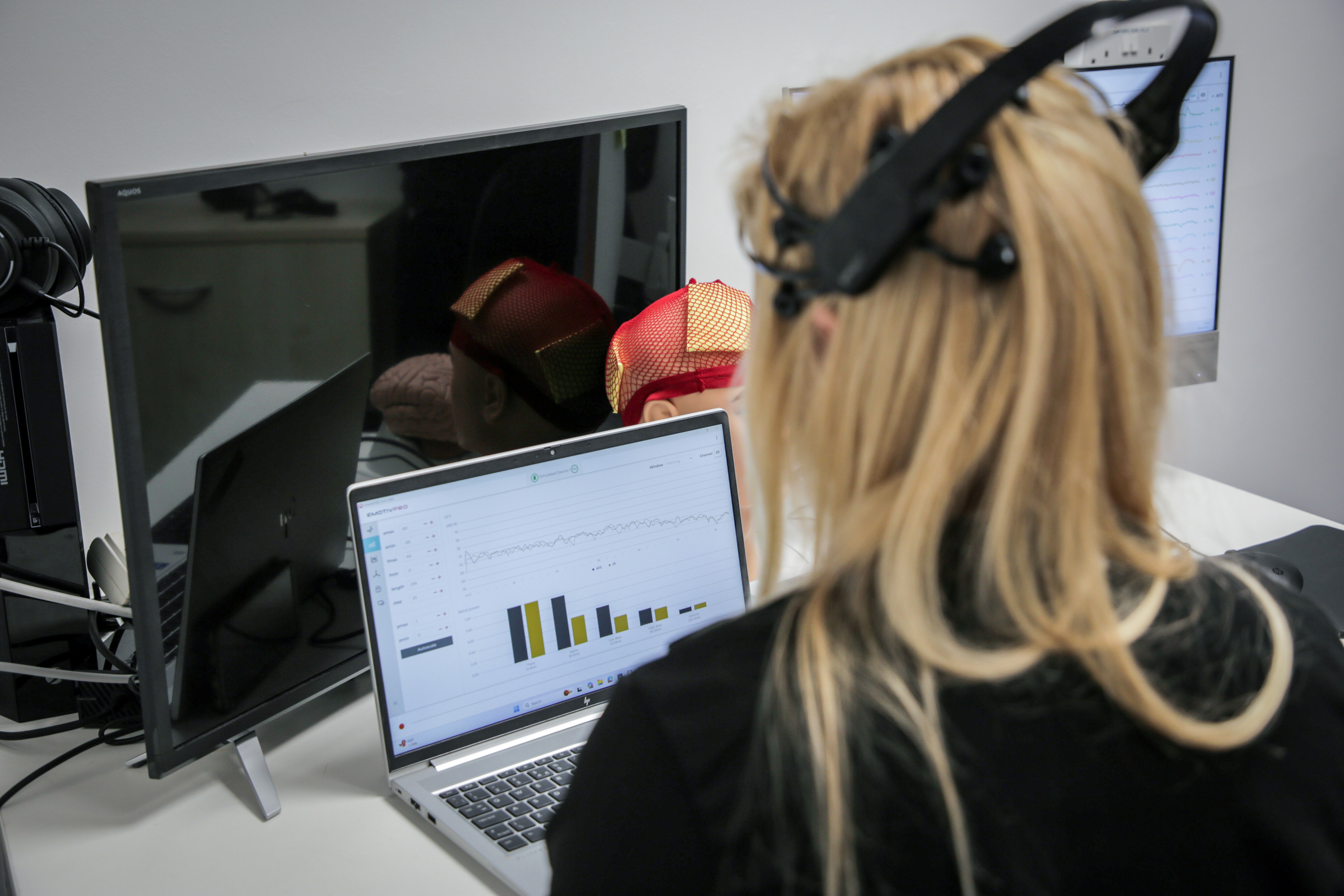 A person uses various equipment as part of an experiment