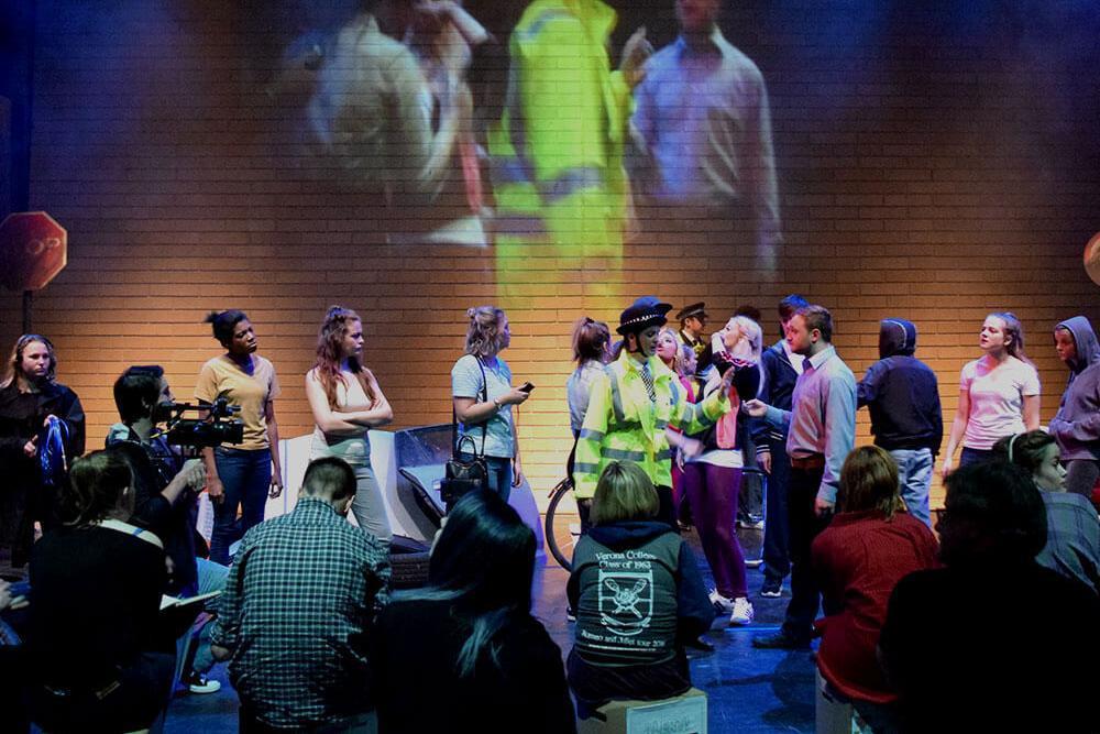 Students on stage