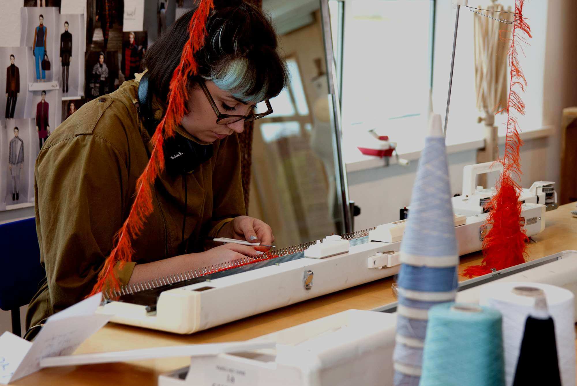 Student working in an art and design workshop