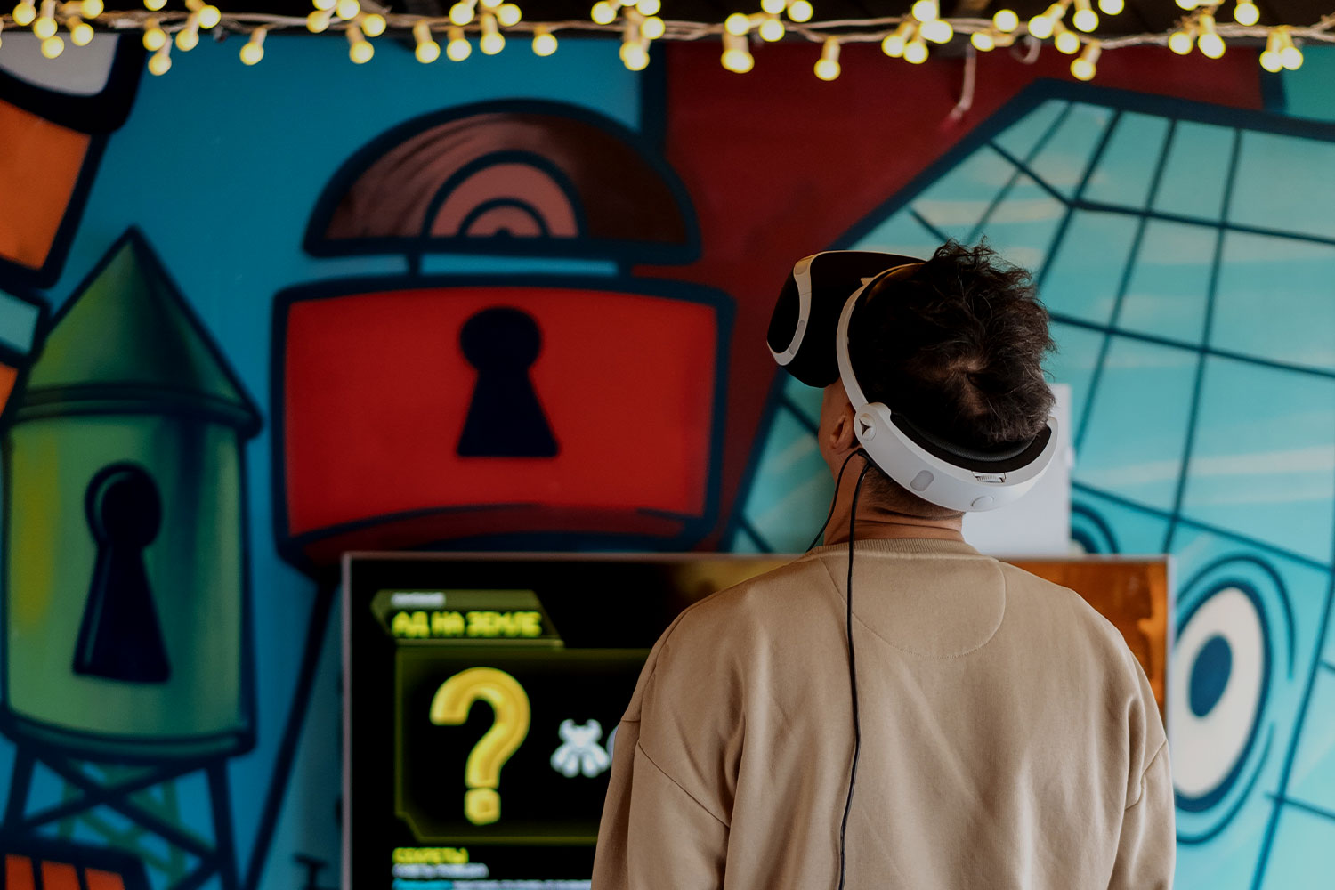 Man with a VR headset on