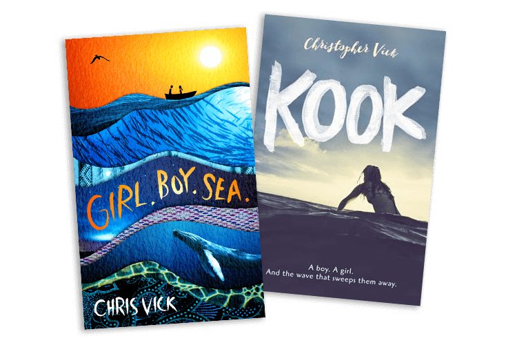 Book jackets for Girl. Boy. Sea. and Kook