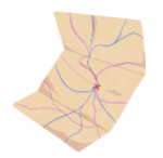 A colourful illustration of a paper map