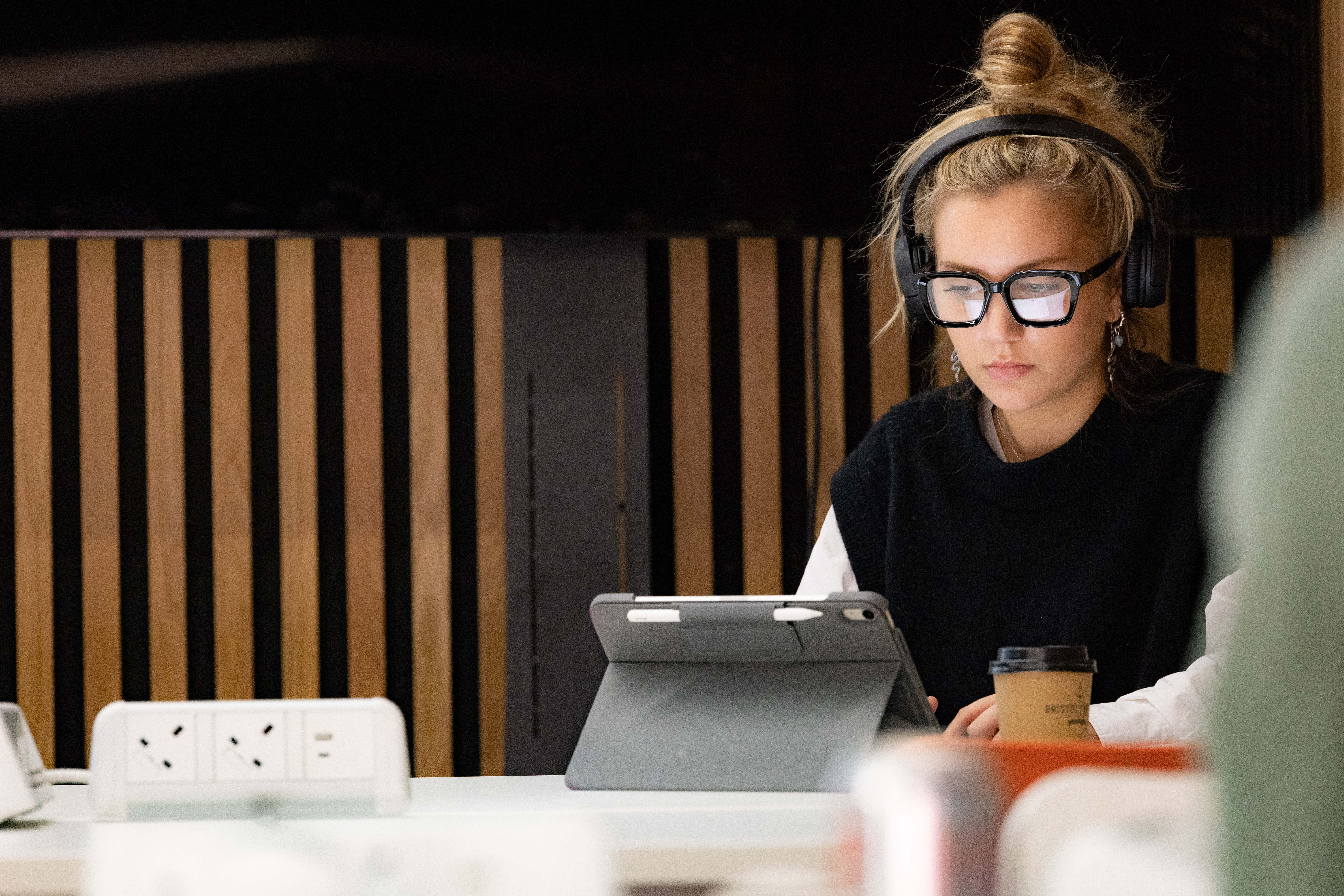 A student uses an iPad to work at Locksbrook