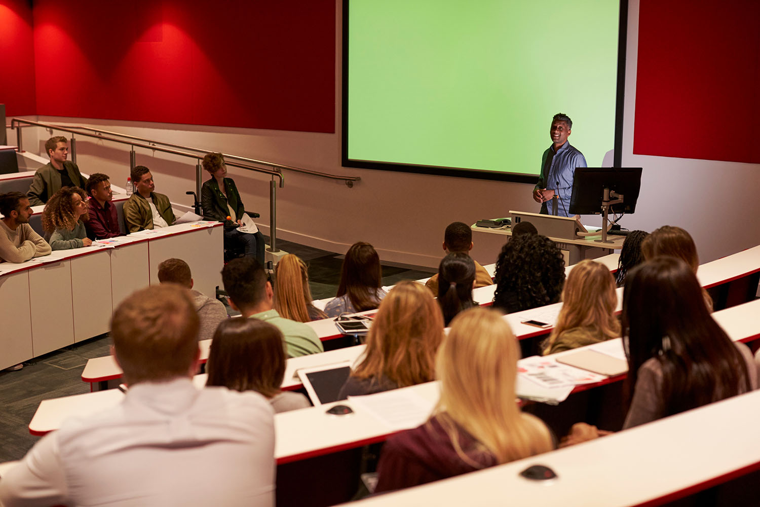 Adult students in a lecture theatre