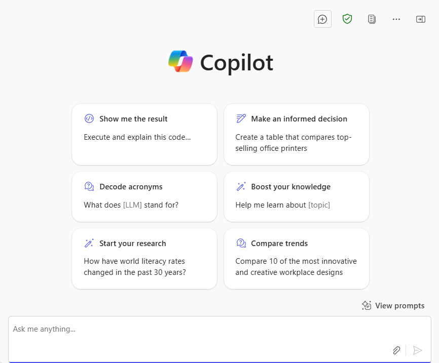 a screenshot of Microsoft Copilot loaded in a web browser