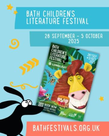 Poster for Bath Children's Literature Festival, 26 September to 5 October 2025. BathFestivals.org.uk