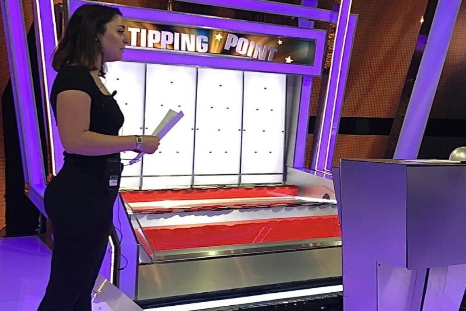 Emily Hayter on the set of tipping point
