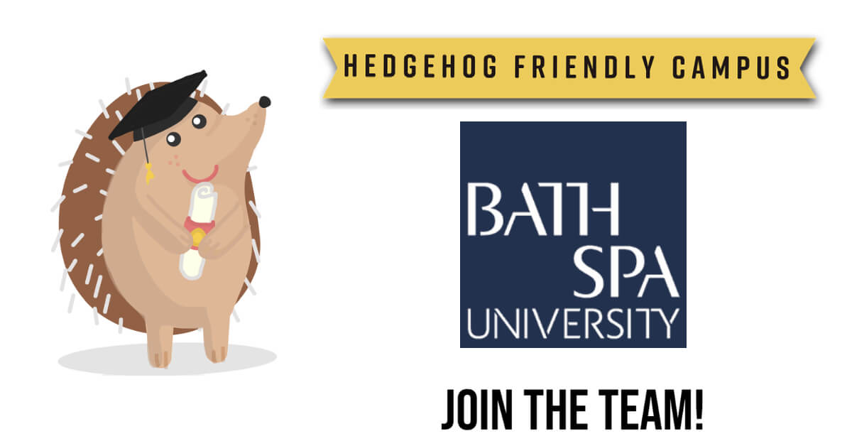 Hedgehog friendly campus team logo including an image of a hedgehog and the University logo