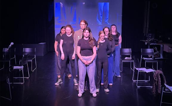 A group of Drama students rehearse in a studio