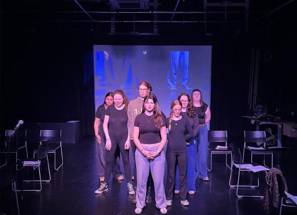 A group of Drama students rehearse in a studio