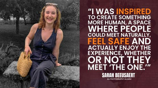 A photo of Sarah next to a quote