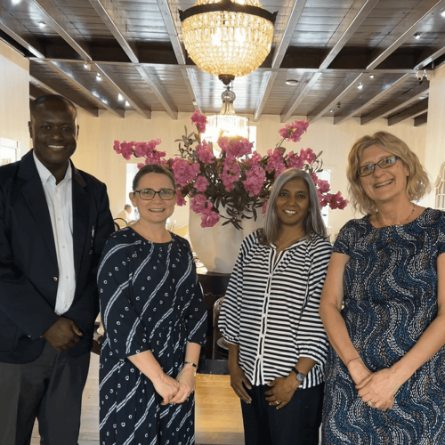 Sarah Earle and Sarah Hayes pose with colleagues from Wits University