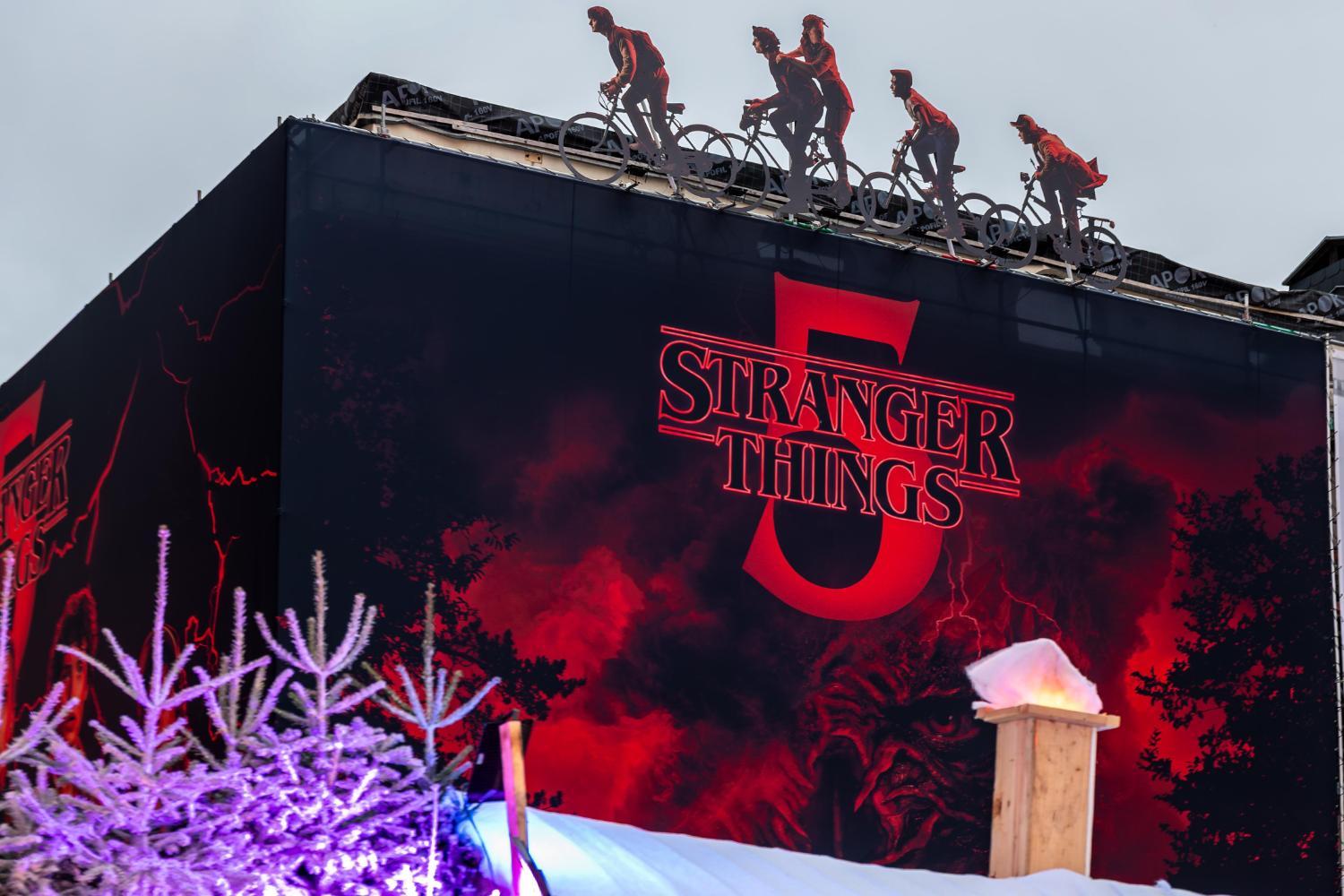 an advertisement for stranger things series 5, on a digital billboard