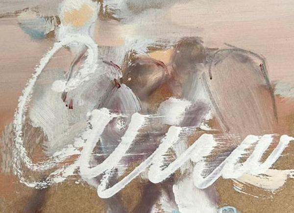 An abstract painting using neutral colors.