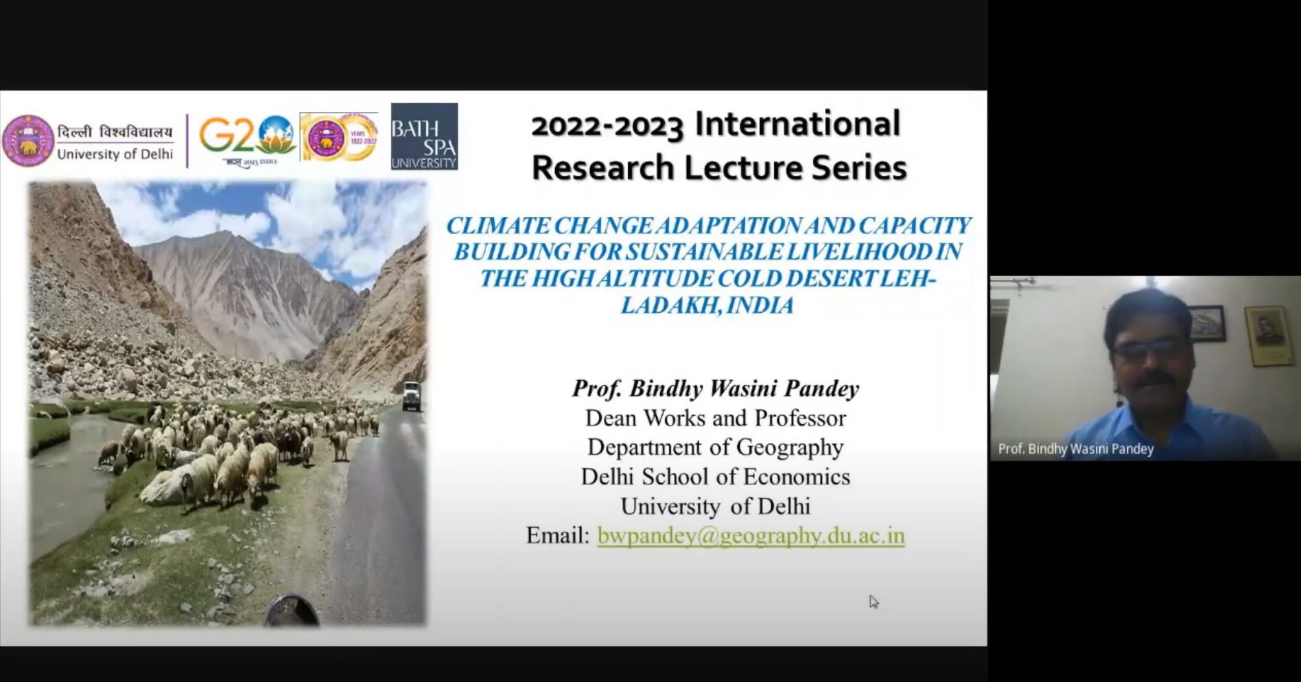 HRD research lecture series - Bindhy Wasini Pandey: 'Climate Change Adaptations in High Altitude Cold Desert of Leh-Ladakh, India'