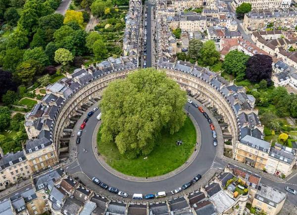 Aerial view of the Circus, Bath