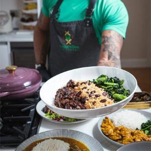 Plate of freshly cooked Caribbean food