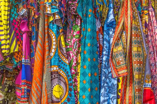 Image of swatches of colourful patterned fabric