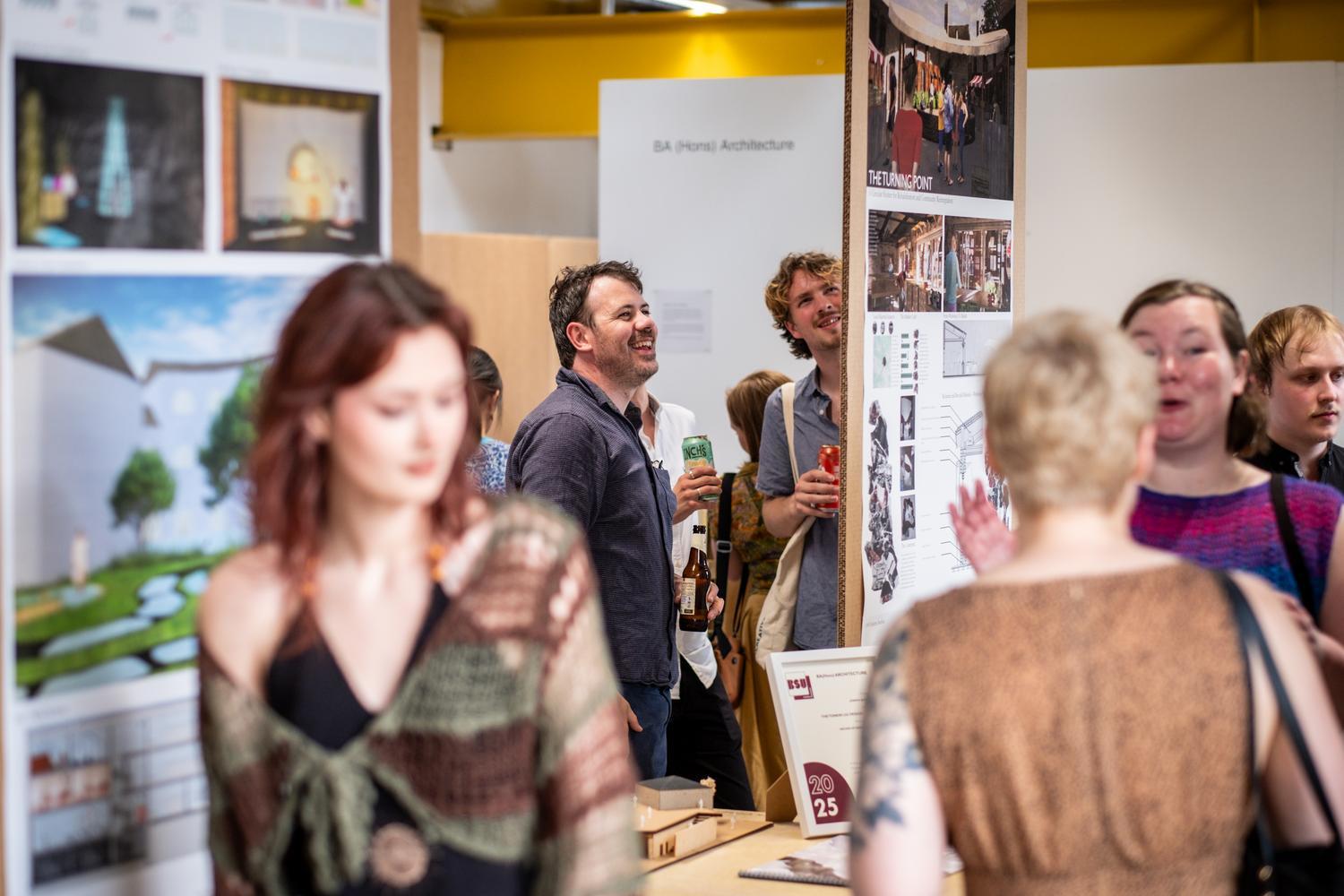 People milling around an exhibition
