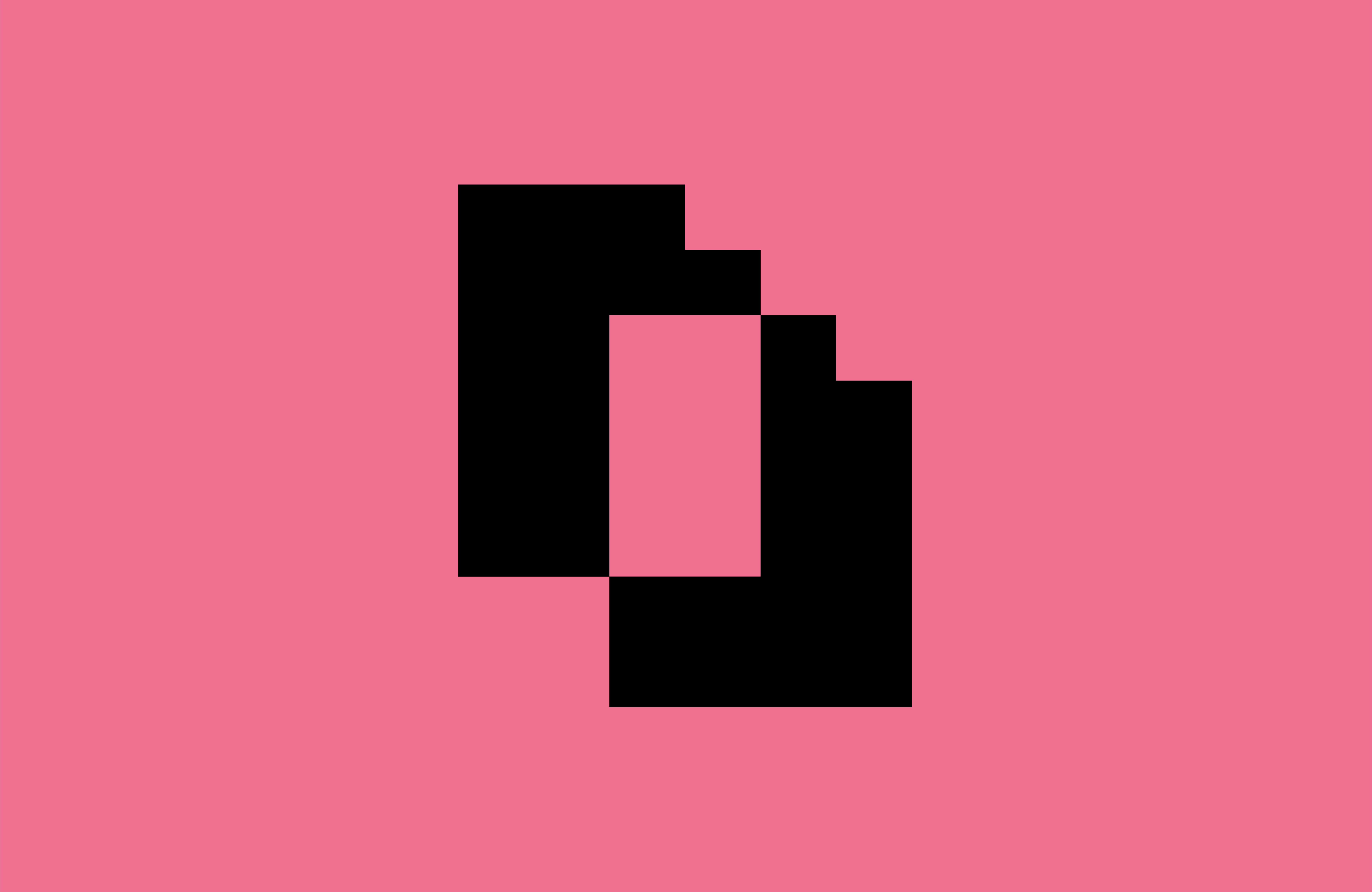 Pink background with a black geometric shape, the logo for Locksbrook Lates