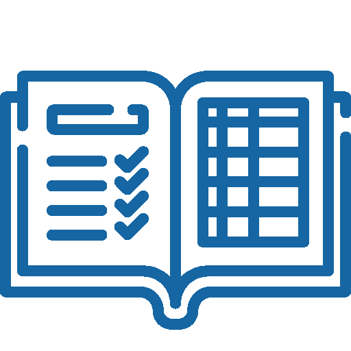 A blue outline of an exercise book