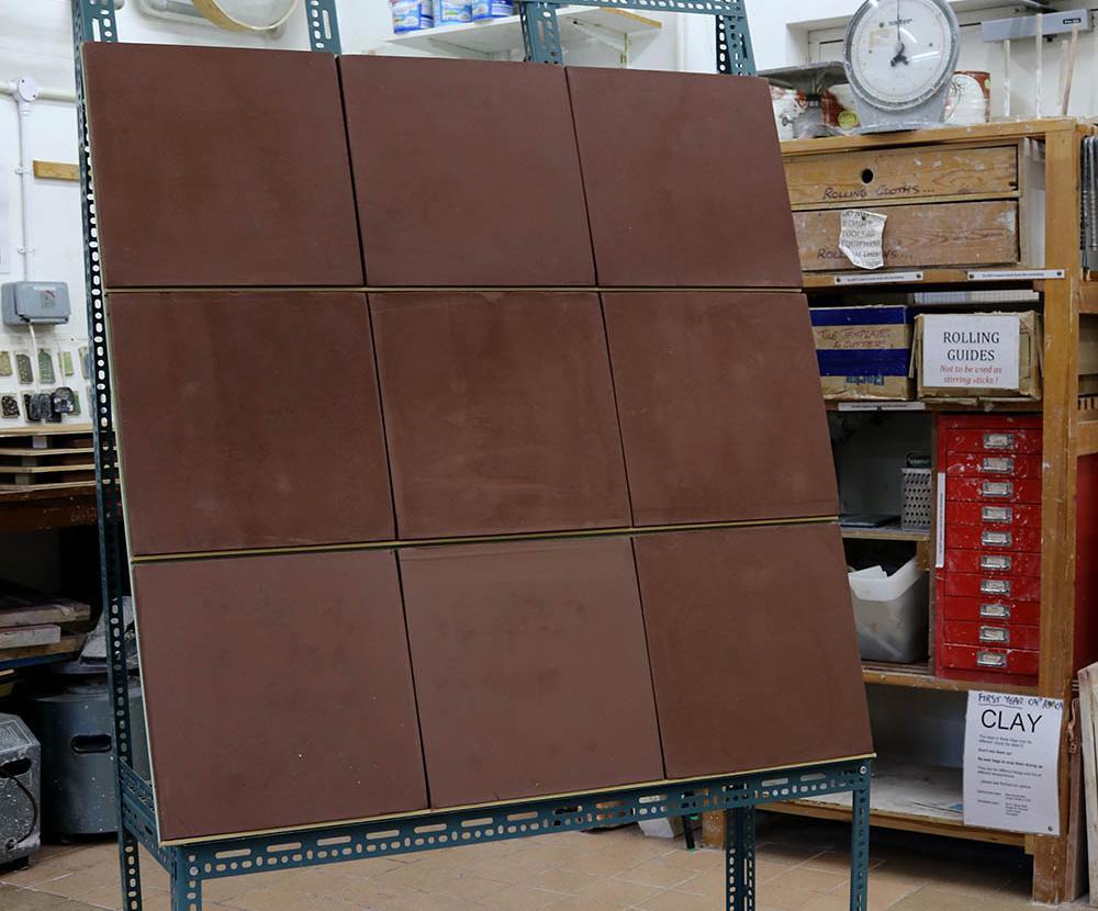 Ceramic tiles on a display stand