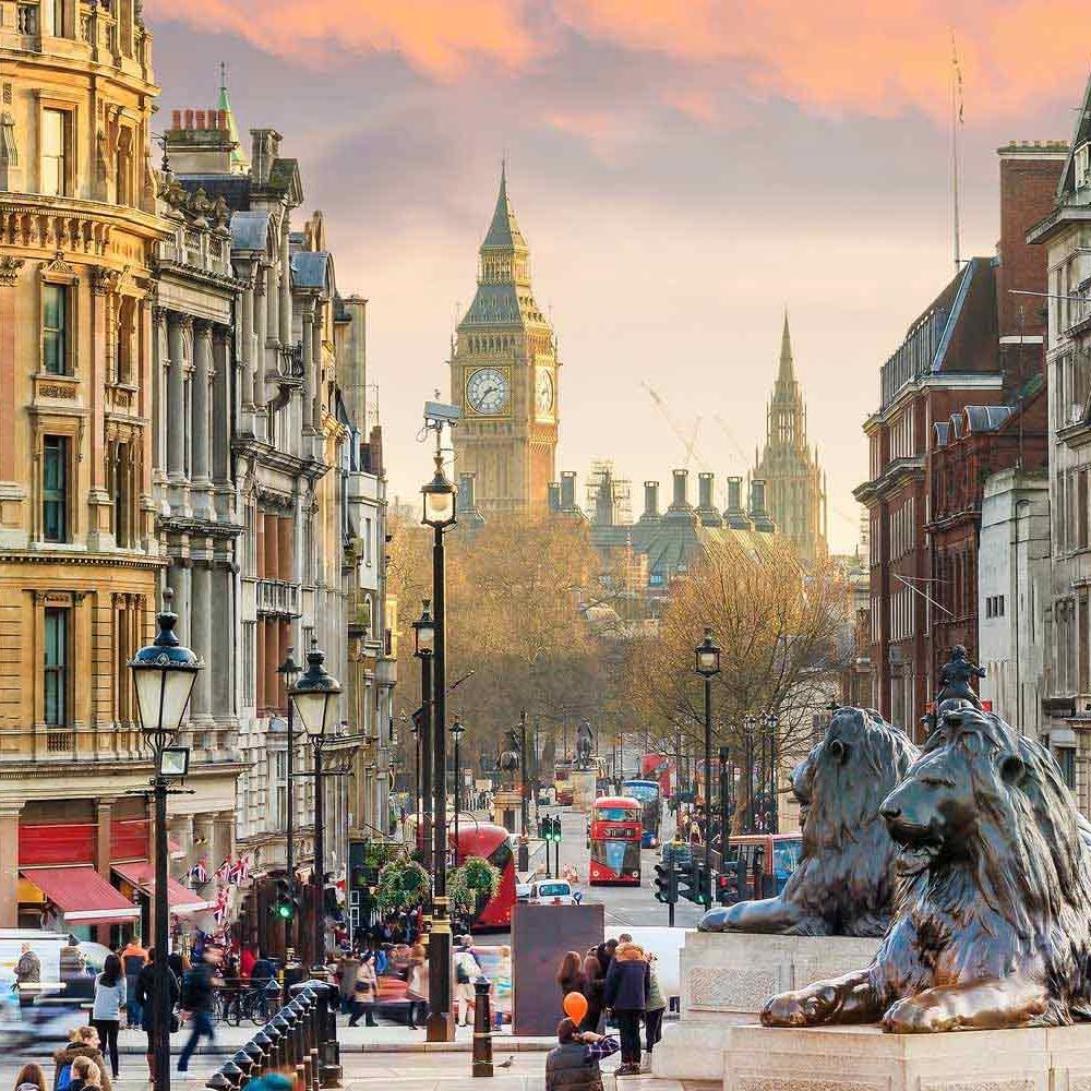 View from trafalgar square to Big Ben