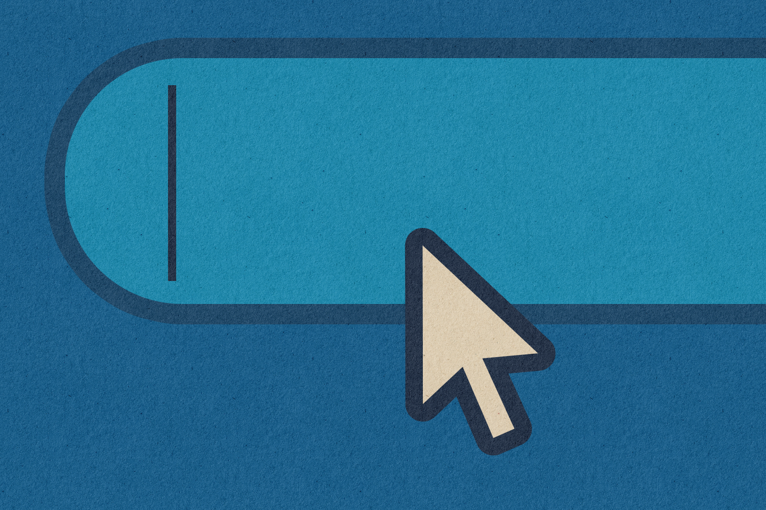 A cartoon image showing a mouse hovering over a web browser search bar.